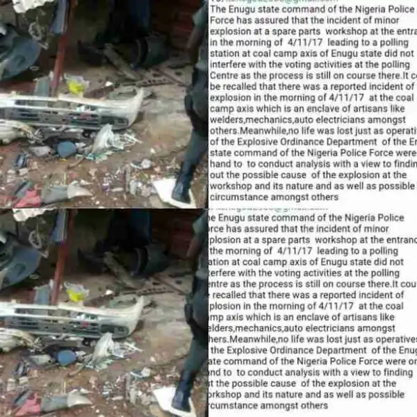 Multiple Explosions Rock Enugu State During Local Government Election. Photos